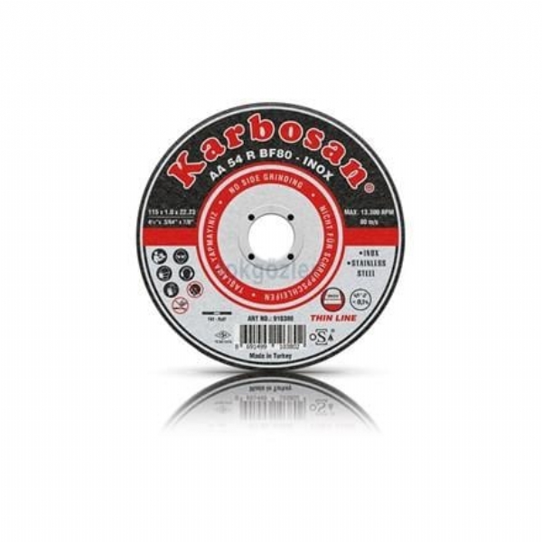 115x1.0x22x23mm. Paslanmaz nce Kesme Diski ( Stainless Steel Tin Line Cut-Off Disk) KARBOSAN